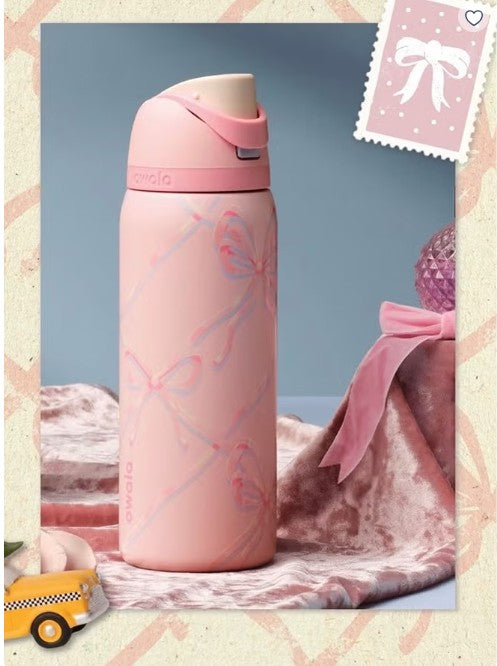 Owala FreeSip Insulated Stainless Steel Water Bottle with Built-In Straw, Leak-Proof Lid, 24 oz (710 ml), Assorted Printed Designs