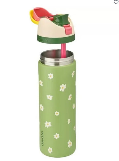 Owala FreeSip Insulated Stainless Steel Water Bottle with Built-In Straw, Leak-Proof Lid, 24 oz (710 ml), Assorted Printed Designs