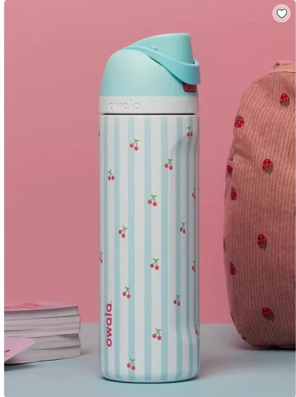 Owala FreeSip Insulated Stainless Steel Water Bottle with Built-In Straw, Leak-Proof Lid, 24 oz (710 ml), Assorted Printed Designs