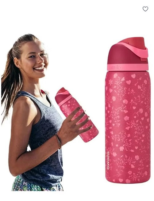Owala FreeSip Insulated Stainless Steel Water Bottle with Built-In Straw, Leak-Proof Lid, 24 oz (710 ml), Assorted Printed Designs