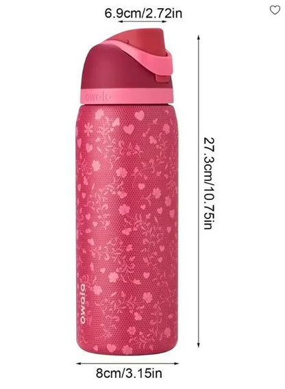 Owala FreeSip Insulated Stainless Steel Water Bottle with Built-In Straw, Leak-Proof Lid, 24 oz (710 ml), Assorted Printed Designs