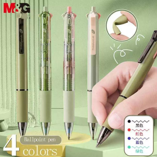 M&G Chenguang MASMARCU4-Color Retractable Ballpoint Pen, 0.5 mm Fine Point, Smooth Writing, Multi-Ink Pen for School & Office - 1pcs - No:ABP803M2