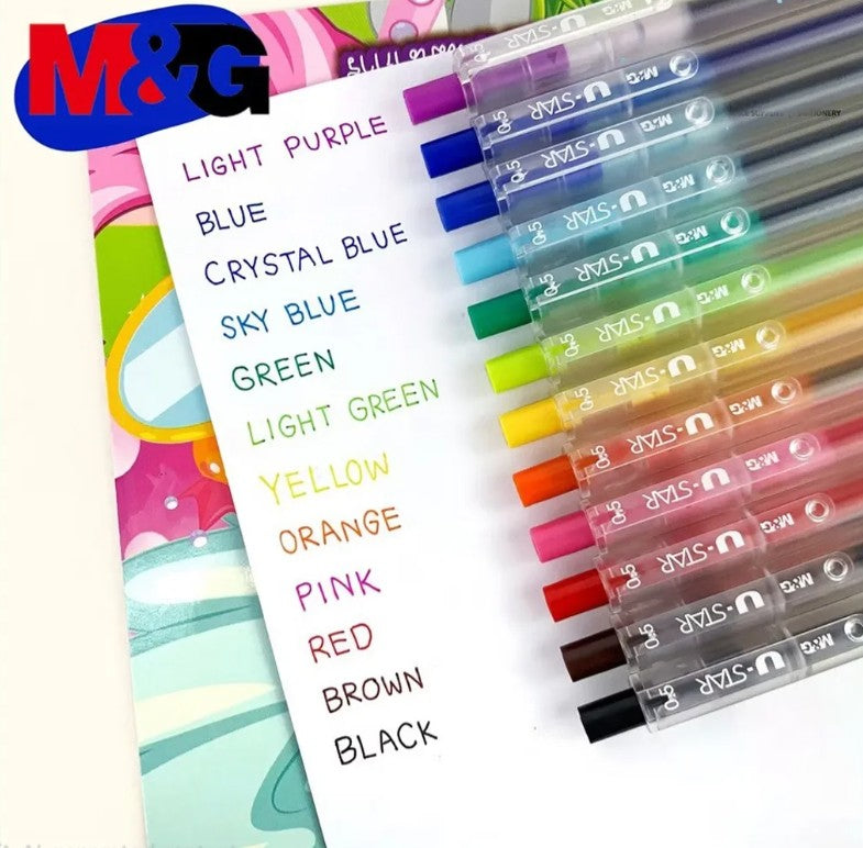 M&G Chenguang U-STAR Retractable Gel Pen, 0.5 mm Fine Point, Smooth Writing, Multicolor – 1pcs - No: AGP87977