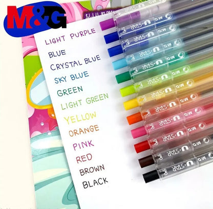 M&G Chenguang U-STAR Retractable Gel Pen, 0.5 mm Fine Point, Smooth Writing, Multicolor – 1pcs - No: AGP87977