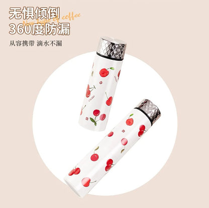 Diller Vacuum Insulated Stainless Steel Water Bottle – Cherry Design, Leakproof Thermal Flask for Hot & Cold Drinks (150ml/ 210ml)