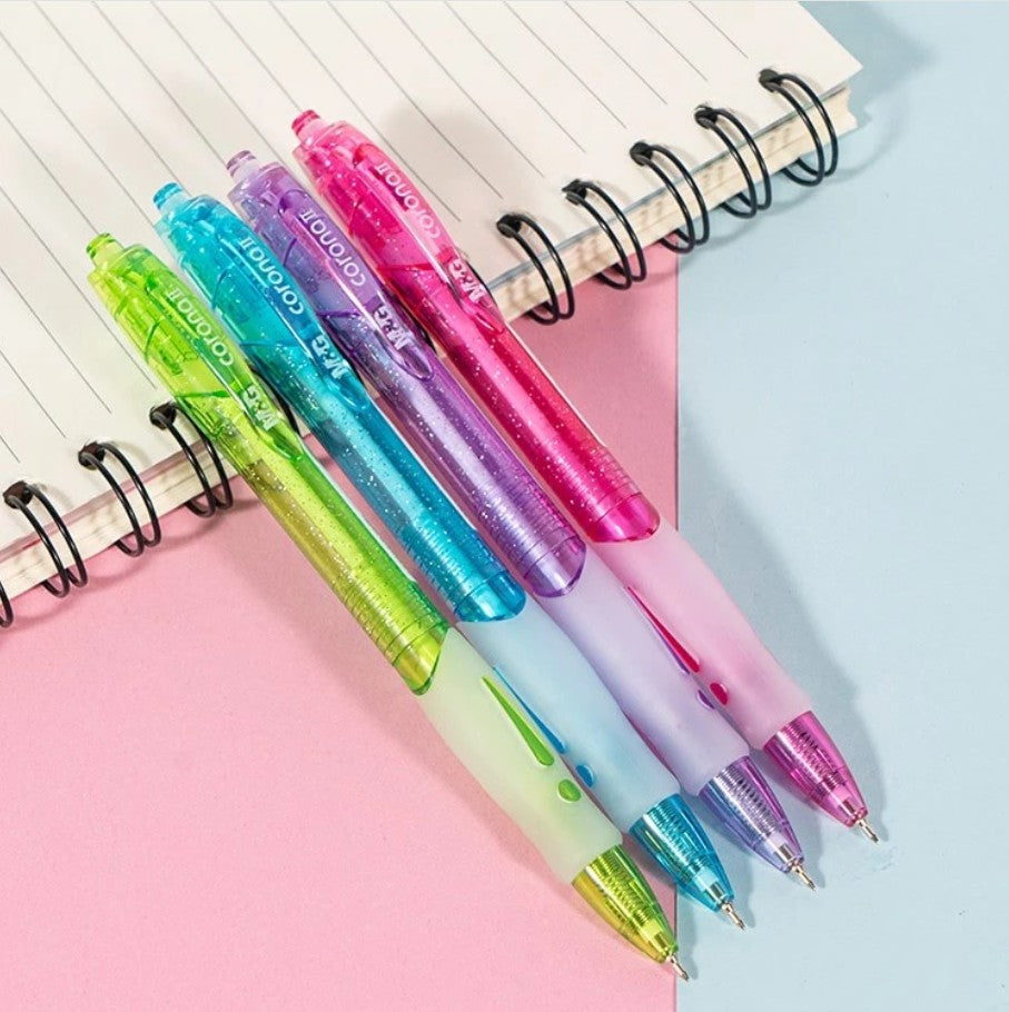 M&G Chenguang Bolpen Gel Ball Pen Blue 0.38mm Cute Glitter body Comfort rubber grip  - 1pcs -No: ABP023R2