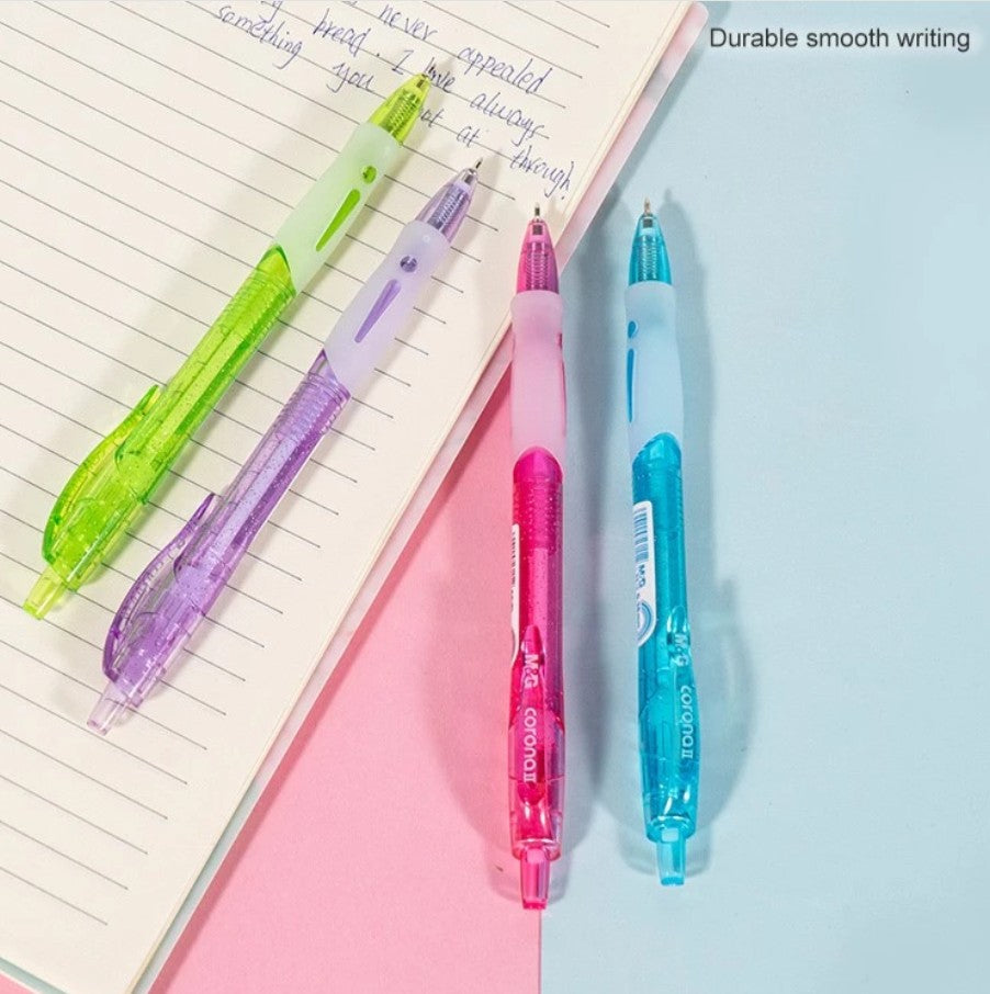 M&G Chenguang Bolpen Gel Ball Pen Blue 0.38mm Cute Glitter body Comfort rubber grip  - 1pcs -No: ABP023R2