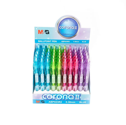 M&G Chenguang Bolpen Gel Ball Pen Blue 0.38mm Cute Glitter body Comfort rubber grip  - 1pcs -No: ABP023R2