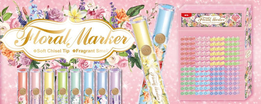 M&G Chenguang Floral Scented Glitter Highlighter Pen – Soft Chisel Tip, Fragrant Pastel Marker for Notes & Journaling - 1pcs - No: APMV09G7