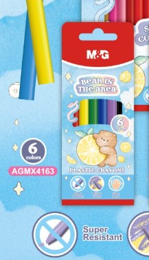 M&G Chenguang Bear in the Area Plastic Crayons – 6 Bright Colors | Washable, Break-Resistant Coloring Crayons for Kids - No: AGMX4163