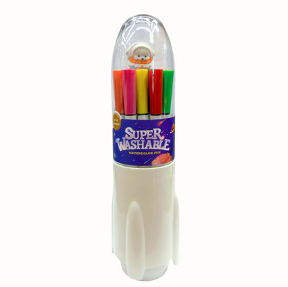 M&G Chenguang Super Washable Watercolor Pens in Rocket Case – 12 Colors – EN71-3 Certified – Safe & Easy to Wash - No:ACP901KT