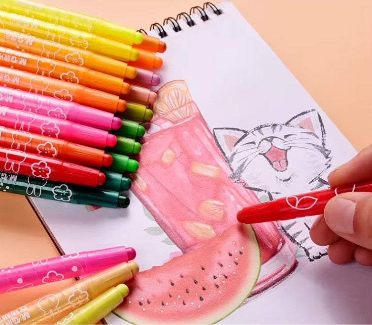 M&G Chenguang Twistable Crayons – 12 Colors Retractable Coloring Crayons in Portable Case for Kids - No:AGMX4343