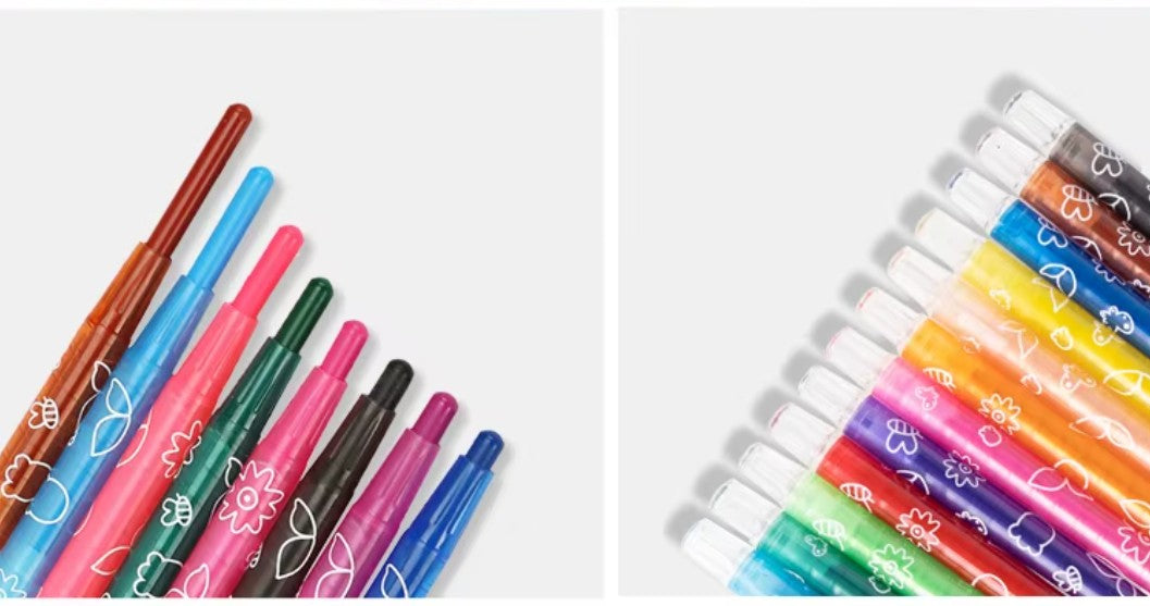 M&G Chenguang Twistable Crayons – 12 Colors Retractable Crayon Set in Storage Case for Kids - No: AGMX4343