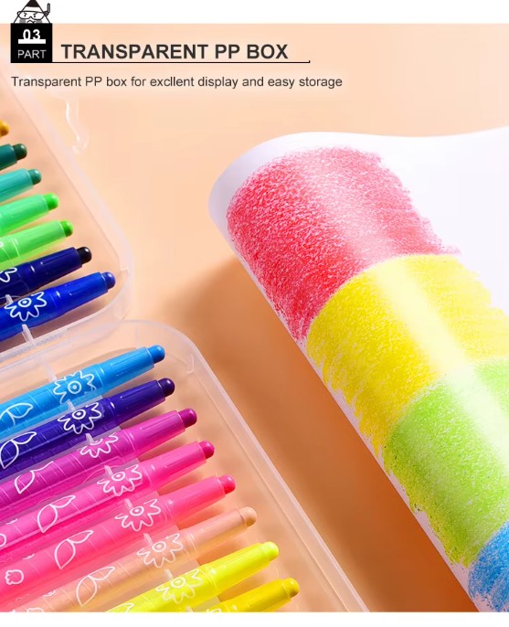M&G Chenguang Twistable Crayons – 24 Colors Retractable Crayon Set in Storage Case for Kids  - No: AGMX4345