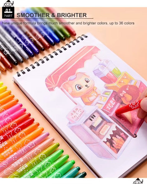 M&G Chenguang Twistable Crayons – 24 Colors Retractable Crayon Set in Storage Case for Kids  - No: AGMX4345