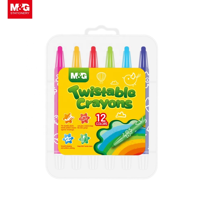 M&G Chenguang Twistable Crayons – 12 Colors Retractable Coloring Crayons in Portable Case for Kids - No:AGMX4343