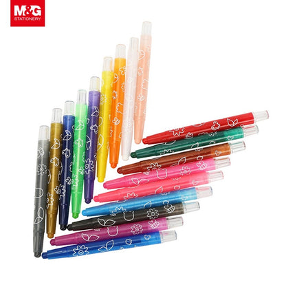 M&G Chenguang Twistable Crayons – 12 Colors Retractable Coloring Crayons in Portable Case for Kids - No:AGMX4343