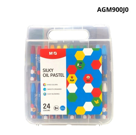M&G Chenguang Silky Oil Pastels – 24 Colors in Portable Carry Case | Smooth & Blendable Oil Pastel Crayons No: AGM900J0