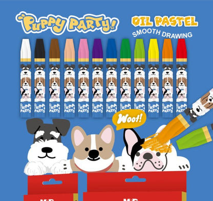 M&G Chenguang Puppy Party Oil Pastels – 24 Colors Soft Oil Pastel Set | Smooth Drawing & Vibrant Colors - No: AGM900P0