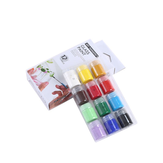 Art Rangers Glass Paint Set – 12 Assorted Colors (15ml Each) for Glass, Windows, Bottles, Ceramics & DIY Crafts - No: WX02.A12015-2