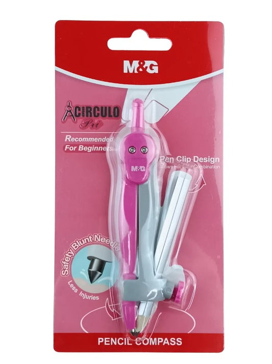 M&G Chenguang Beginner Pencil Compass  – Safety Blunt Needle Geometry Compass with Pencil Holder for Students - 1pcs - No: ACS908L2