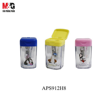M&G Chenguang Single-Hole Pencil Sharpener with Shavings Container – Cute Animal Design, Manual Sharpener for Standard & Colored Pencils - 1pcs - No: APS912H8