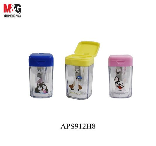 M&G Chenguang Single-Hole Pencil Sharpener with Shavings Container – Cute Animal Design, Manual Sharpener for Standard & Colored Pencils - 1pcs - No: APS912H8