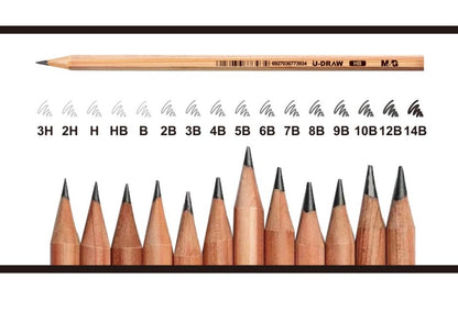 M&G Chenguang Wooden Graphite Pencil – Premium Hexagonal Writing & Drawing Pencil Break-Resistant Lead | Natural Wood Finish | H,2H,3H, HB,B, 2B,3B,4B,5B,6B,7B,8B,9B,10B,12B and 14B