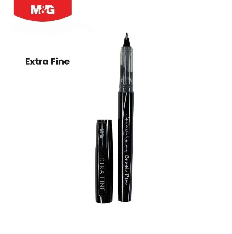 M&G Chenguang Extra Fine Brush Pen – Waterproof Liquid Calligraphy Pen with Japanese Nib | Black - No: ARPM3171