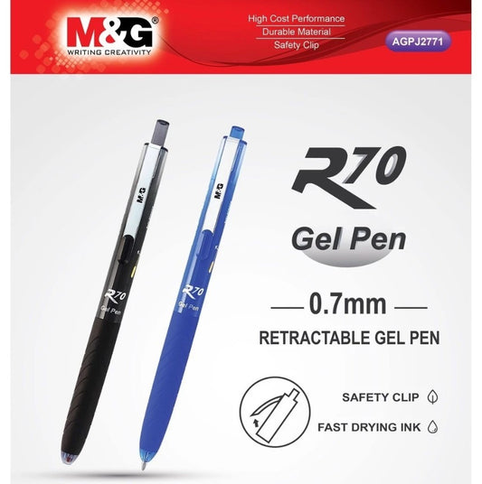 M&G Chenguang R70 Ballpoint Pulpen Pena Fast dry Safety Pen clip Gel Pen 0.7mm Blue , Black - 1pcs - AGPJ2771