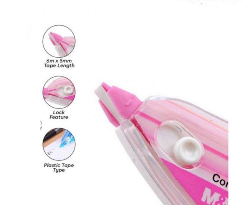 M&G Chenguang Correction Tape Value Pack – 3 Pack, 6m x 5mm Each, Instant Dry White Correction Tape for School, Office & Home - 1 Pack - No:ACT18080