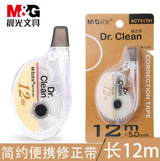M&G Chenguang Dr. Clean Correction Tape – 12m x 5mm PET Correction Tape, Instant Dry, Smooth & Precise - 1pcs - No: ACT51701