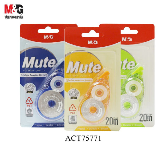 M&G Chenguang Mute Correction Tape 20m x 5mm – Silent PET Instant Dry Correction Tape, Smooth & Precise - 1pcs - No: ACT75771