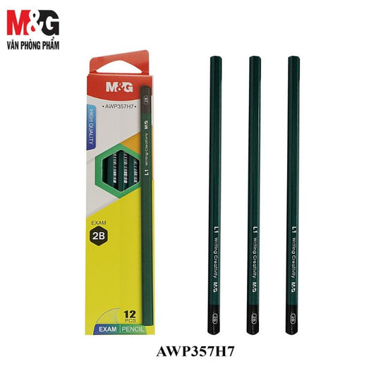 M&G Chenguang Exam 2B Wooden Pencils – Premium Hexagonal Graphite Pencils, Break-Resistant, High Erasability, Pack of 12 - No: AWP357H7