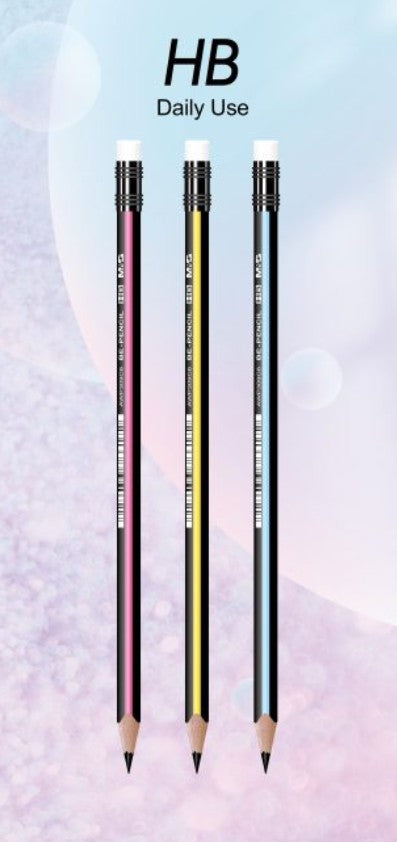 M&G Chenguang BE-PENCIL HB Wooden Pencils With Eraser – Triangular Grip, Break-Resistant, High Erasability, Pack of 12 - No: AWP309C6