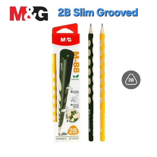 M&G Chenguang M-88 Lead-Free Grooved 2B Triangular Wooden Pencils – Ergonomic Grip, Break-Resistant, 12-Pack, School & Office Use - No: AWP307E8