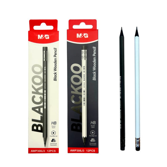 M&G Chenguang Blackoo HB Wooden Pencils – Super Dark Graphite, Break-Resistant Hexagonal Pencils, 12-Pack, School & Office Use  - No: AWP308J3