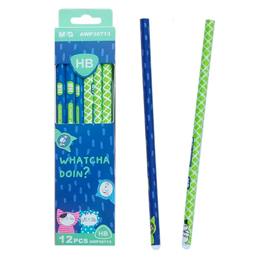 M&G Chenguang So Many Cats HB Wooden Pencils – Cartoon Design, Break-Resistant Graphite, 12-Pack, School & Everyday Writing  - No: AWP30713