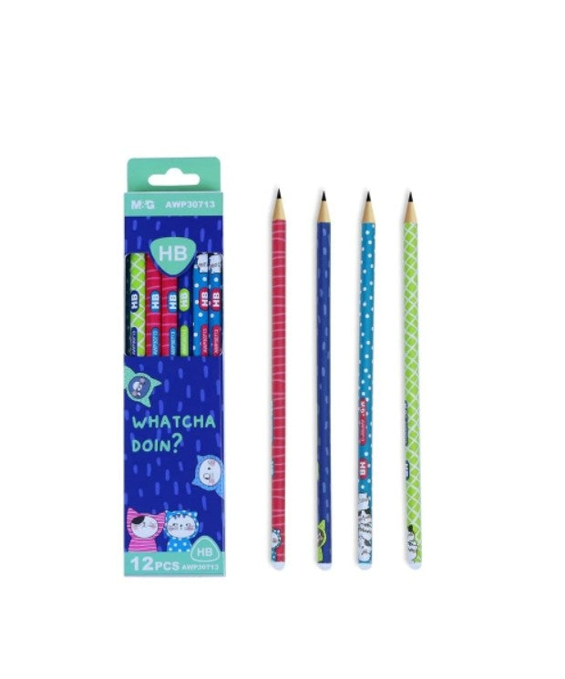 M&G Chenguang So Many Cats HB Wooden Pencils – Cartoon Design, Break-Resistant Graphite, 12-Pack, School & Everyday Writing  - No: AWP30713