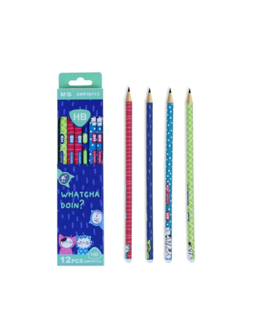 M&G Chenguang So Many Cats HB Wooden Pencils – Cartoon Design, Break-Resistant Graphite, 12-Pack, School & Everyday Writing  - No: AWP30713