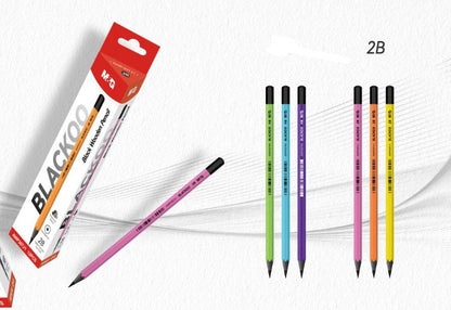 M&G Chenguang Blackoo 2B Wooden Pencils – Super Dark Graphite, Hexagonal Break-Resistant Pencils, Assorted Neon Colors, 12-Pack - No: AWP307J1