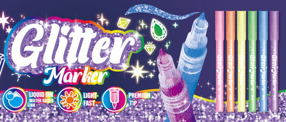 M&G Chenguang Glitter Markers Set – 6 Neon Glitter Colours, Premium Fine Tip, Quick Dry, Liquid Glitter Ink for Crafts, Cards & Creative Art - No: APMT80M9