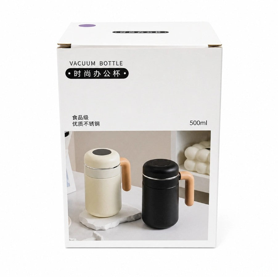 500ml Vacuum Insulated Stainless Steel Coffee Mug with Handle – Leakproof Thermal Travel Mug for Hot & Cold Drinks