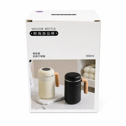 500ml Vacuum Insulated Stainless Steel Coffee Mug with Handle – Leakproof Thermal Travel Mug for Hot & Cold Drinks
