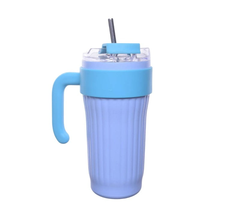 860ml Vacuum Insulated Tumbler with Handle & Straw – Stainless Steel Leakproof Travel Mug for Hot & Cold Drinks
