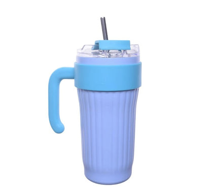 860ml Vacuum Insulated Tumbler with Handle & Straw – Stainless Steel Leakproof Travel Mug for Hot & Cold Drinks