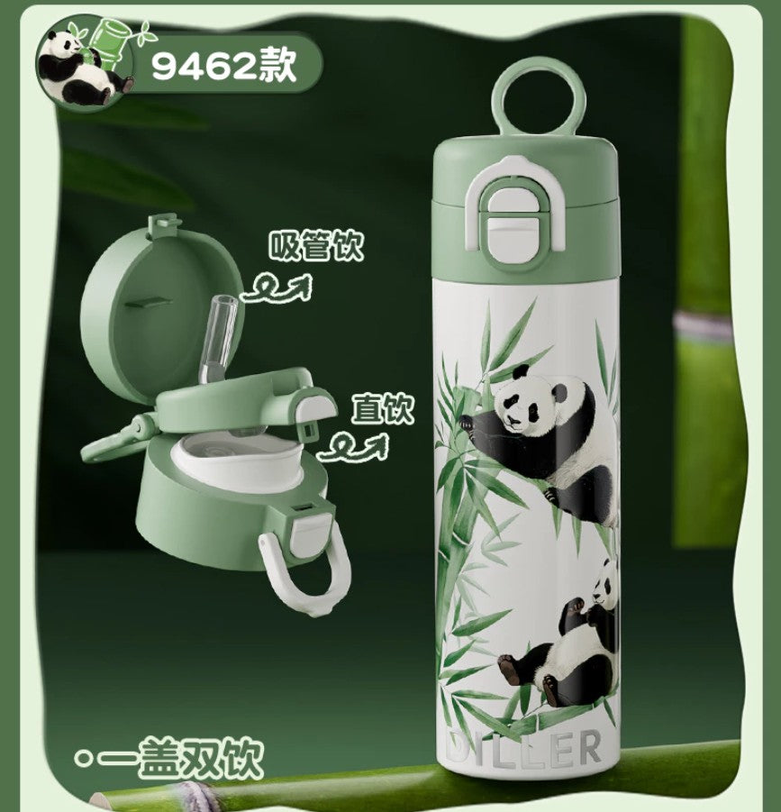 DILLER Panda Vacuum Insulated Water Bottle 420ml – Stainless Steel Thermal Flask with One-Touch Lid