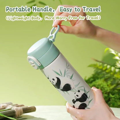 DILLER Panda Vacuum Insulated Water Bottle 420ml – Stainless Steel Thermal Flask with One-Touch Lid