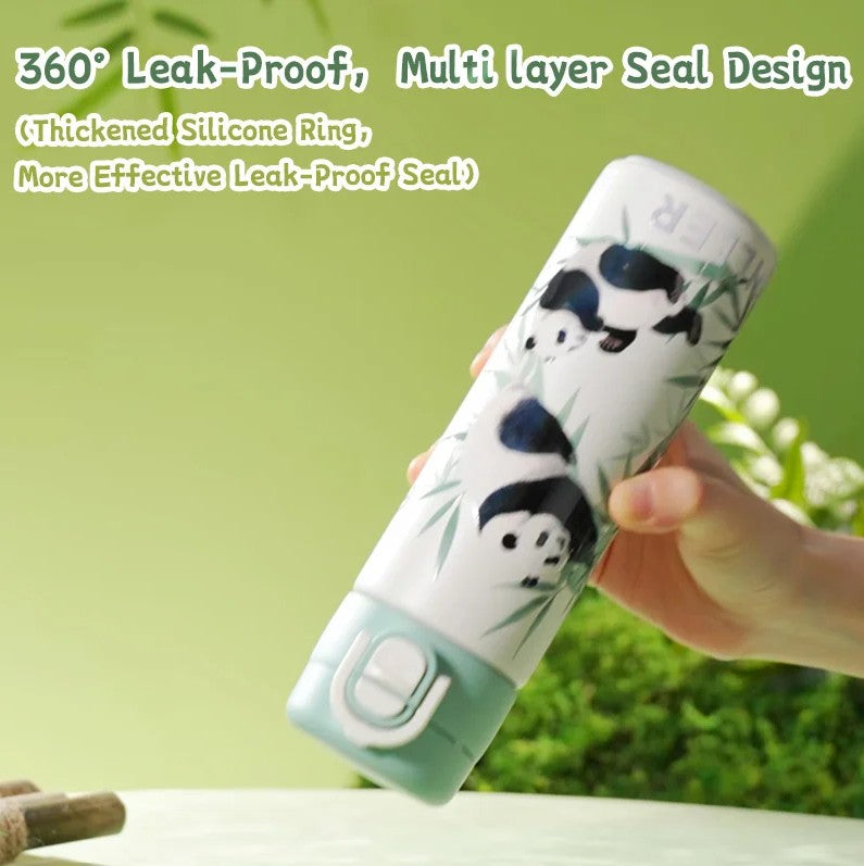 DILLER Panda Vacuum Insulated Water Bottle 420ml – Stainless Steel Thermal Flask with One-Touch Lid