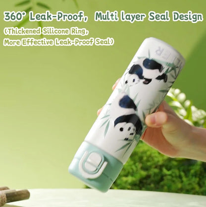 DILLER Panda Vacuum Insulated Water Bottle 420ml – Stainless Steel Thermal Flask with One-Touch Lid